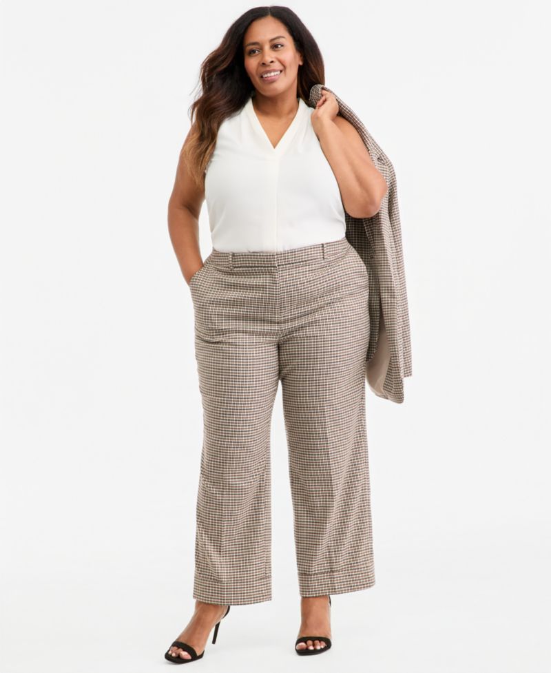 Plus Size Mid-Rise Cuffed-Hem Trousers