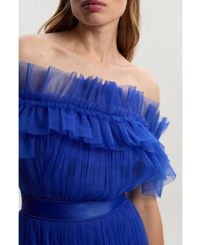 Women's Tulle Off Shoulder Maxi Dress