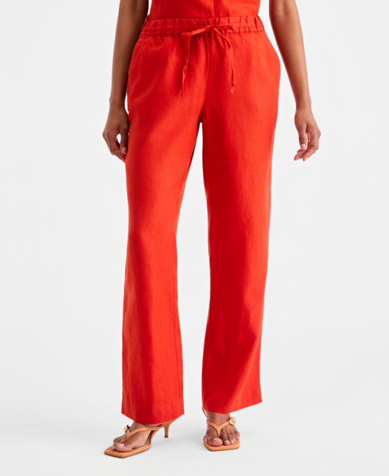 Women's 100% Linen Drawstring Pants