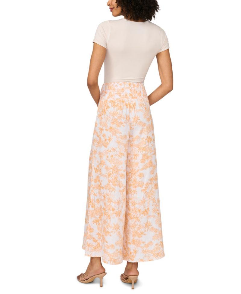 Women's Printed Wide-Leg Pull-On Pants