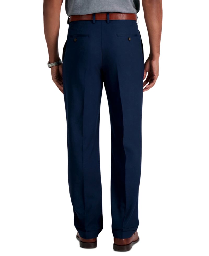 Men's Premium Comfort Stretch Classic-Fit Solid Pleated Dress Pants