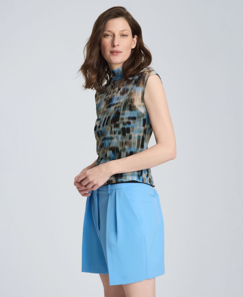Women's Printed Mesh Mock Neck with interior Cami