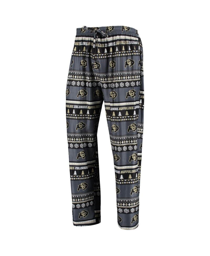 Men's Black Colorado Buffaloes Ugly Sweater Long Sleeve T-Shirt and Pants Sleep Set