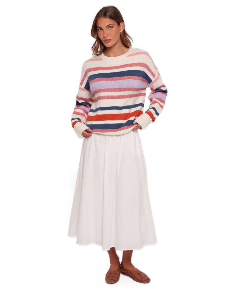 Women's Saski Crewneck Long-Sleeve Striped Sweater