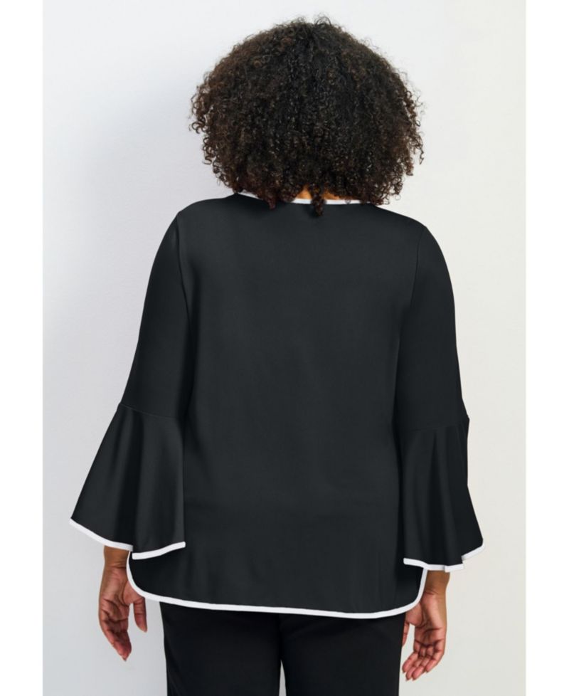 Women's Plus Size Ivana Contrast Bell Sleeve Top