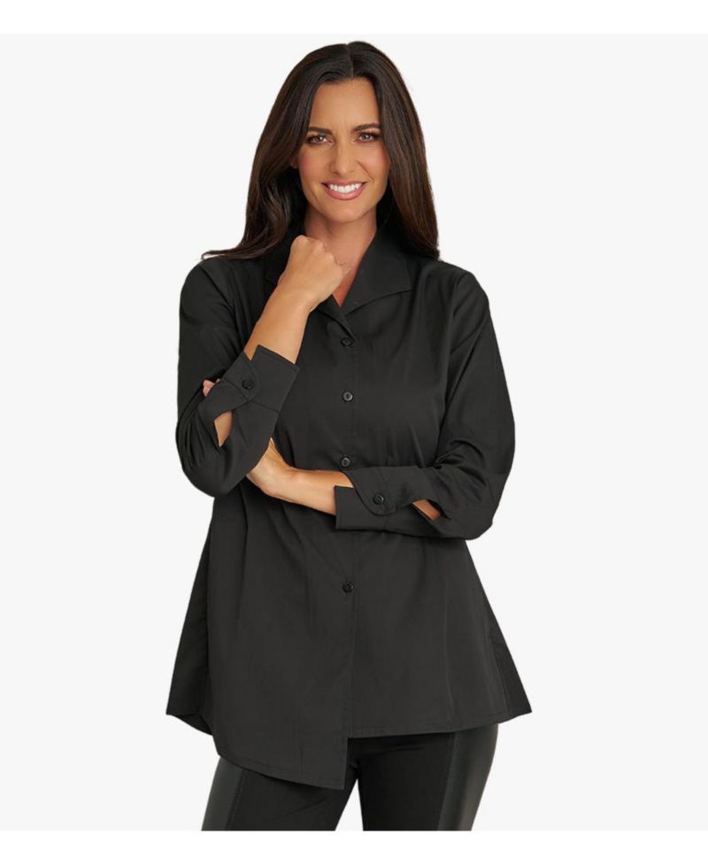 Women's Long Sleeves Cotton Poplin Asymmetrical Unique Cuff Transformation Tunic