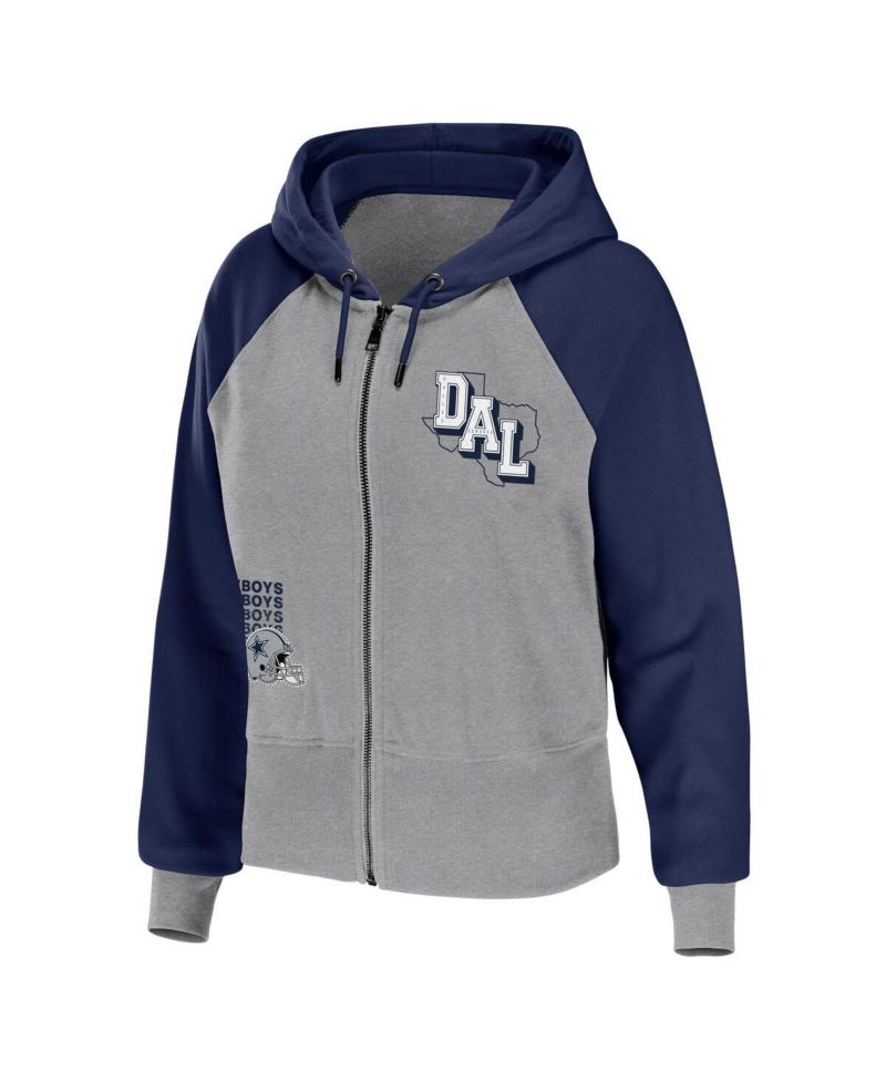 Women's Silver Dallas Cowboys Colorblock Lightweight Full-Zip Hoodie