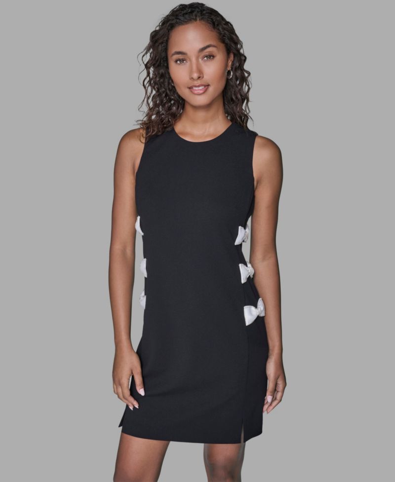 Women's Bow Detail Crew Neck Sheath Dress