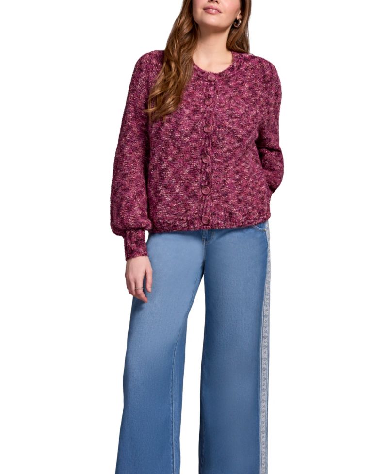 Women's Button-Front Crew Neck Cardigan Sweater