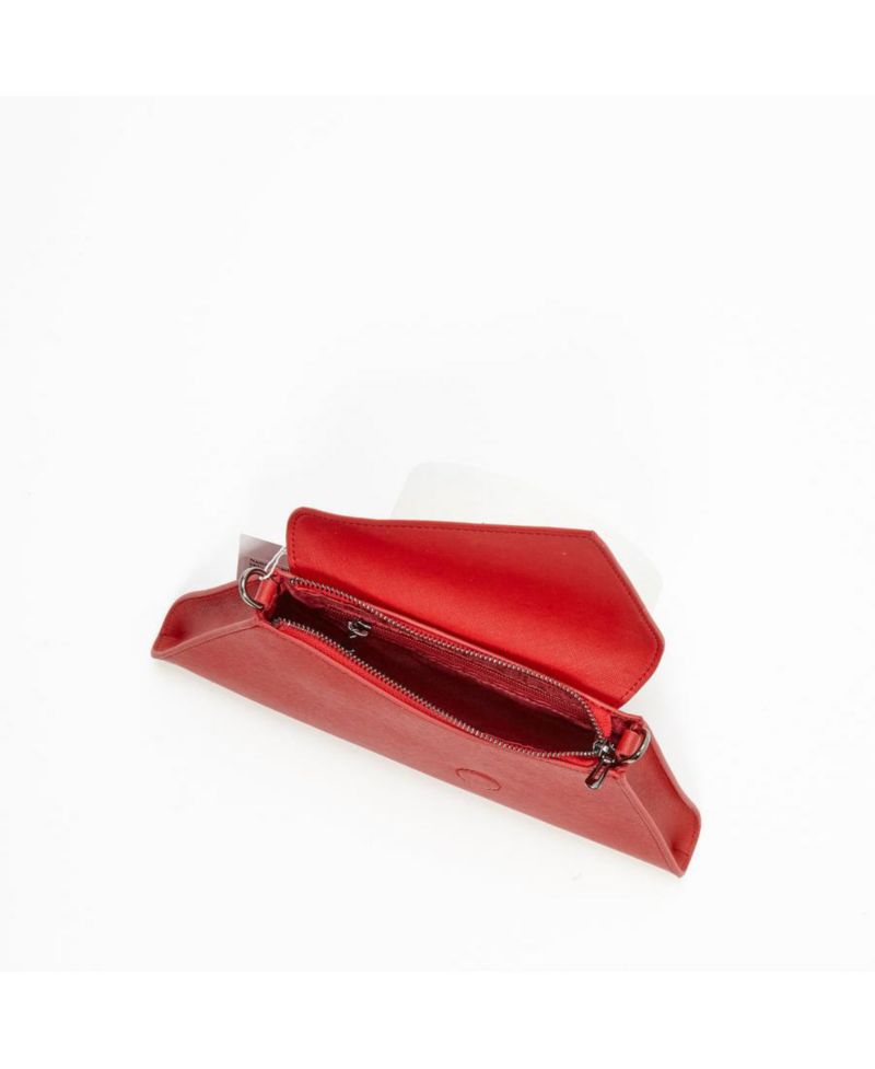 Red Clutch Bag Saffiano Leather Clutch Purse Crossbody Evening Purse Unique Women's Red Handbag
