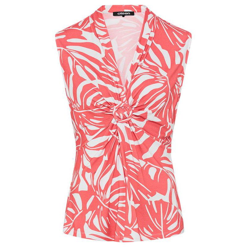 Women's Gathered Front Tropic Print Shell
