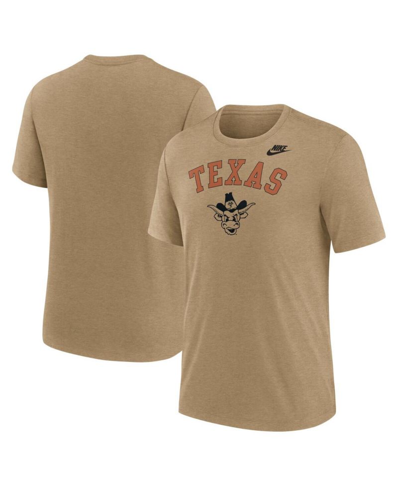 Men's Heather Light Brown Texas Longhorns Legacy Arch Tri-Blend T-Shirt
