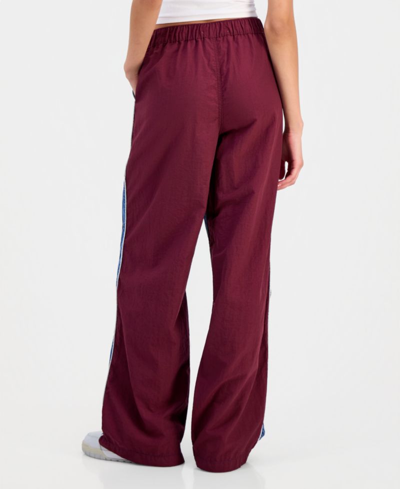 Juniors' Mixed Materials Wide Leg Jeans