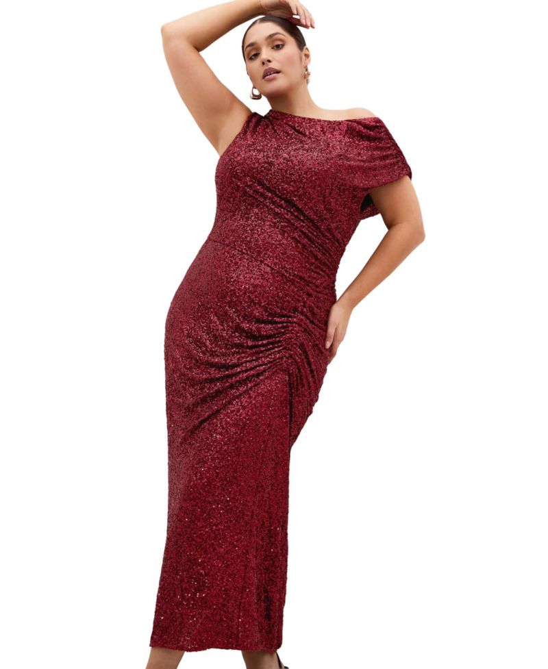 Women's Sequin Star Off Shoulder Maxi Dress