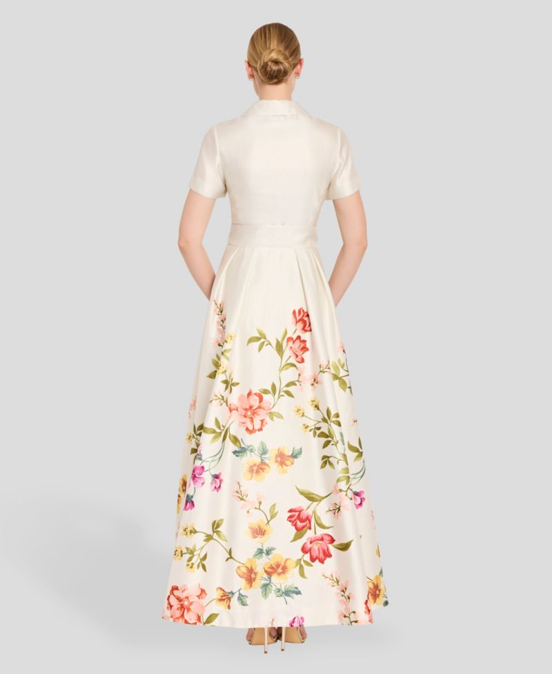 Women's V-Neck Short-Sleeve Printed Gown