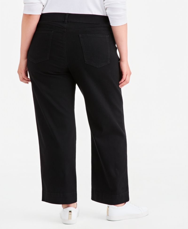 Plus Size Shaping Pull-On Wide-Leg Jeans