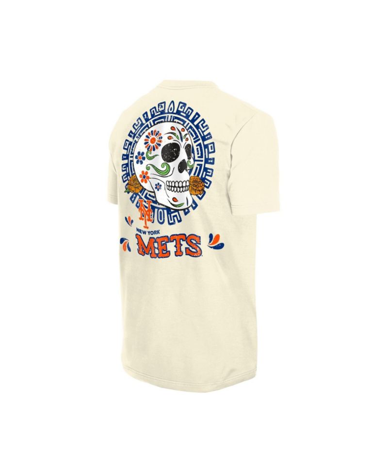 Men's Natural New York Mets Dia de los Muertos Sugar Skull T-Shirt