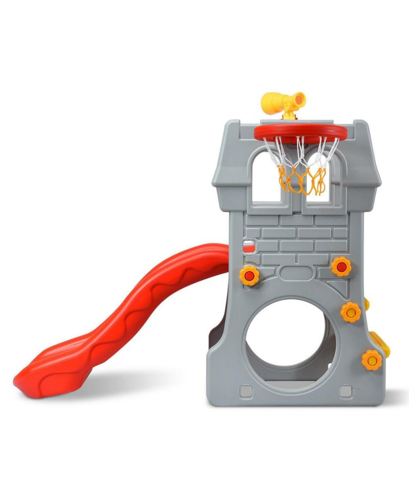 Toddler 5 in 1 Climber Slide Playset with Basketball Hoop