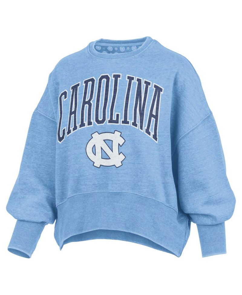 Women's Carolina Blue North Carolina Tar Heels Oversized Waist-Length Crewneck Sweatshirt