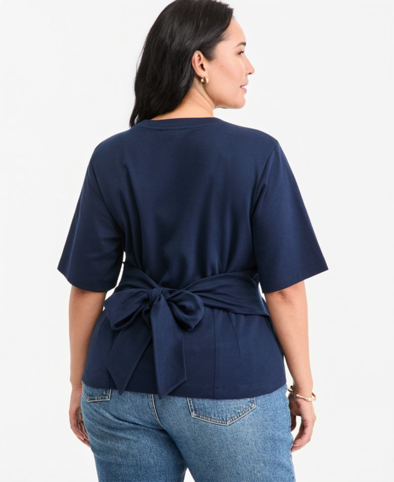 Plus Size Tie-Back Interlock T-Shirt