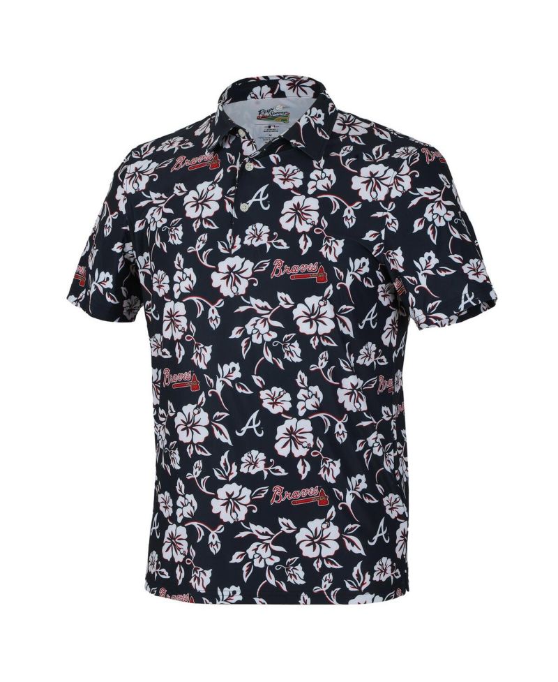 Men's Navy Atlanta Braves Pua Performance Polo Shirt