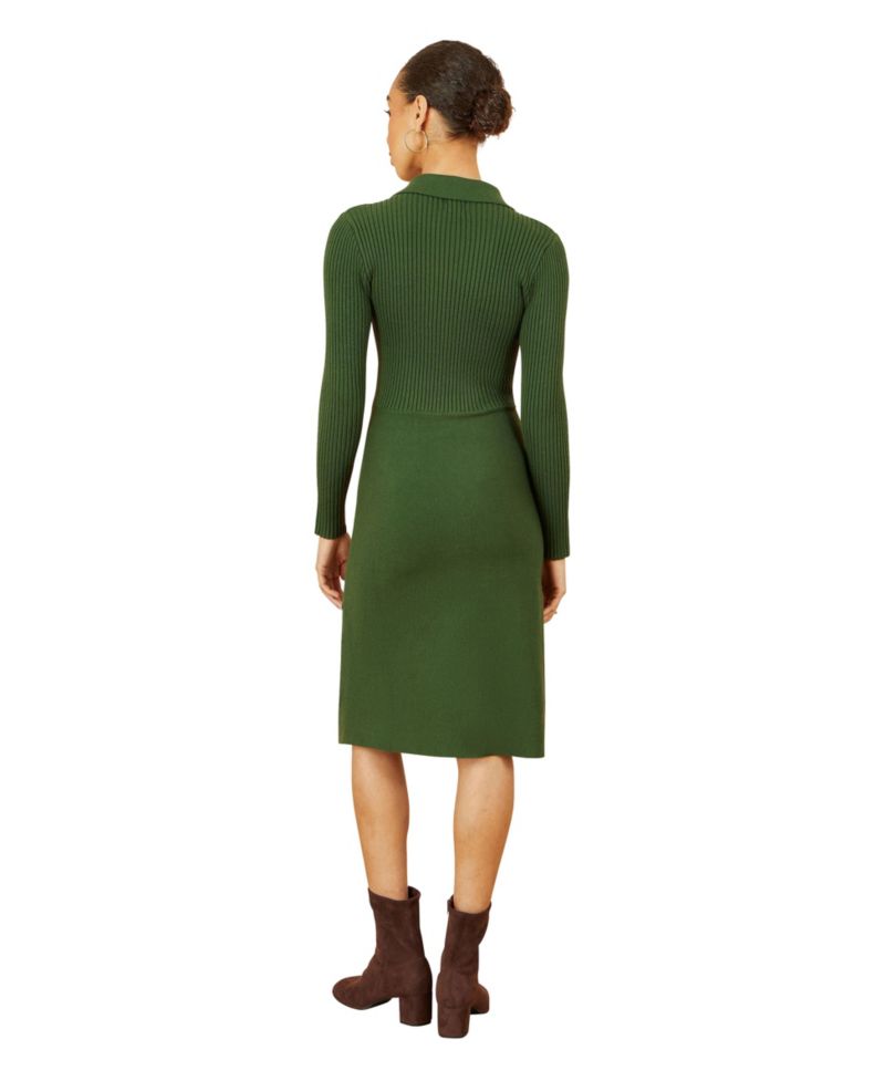 Women's Belted Rib Knit Midi Dress With Pockets