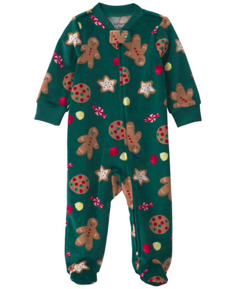 Boys' and Girls' Gingerbread Christmas 2-Way Zip Sleep & Play Pajamas