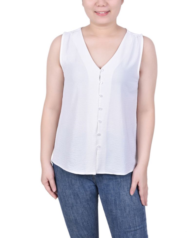 Petite Sleeveless Button-Front Blouse