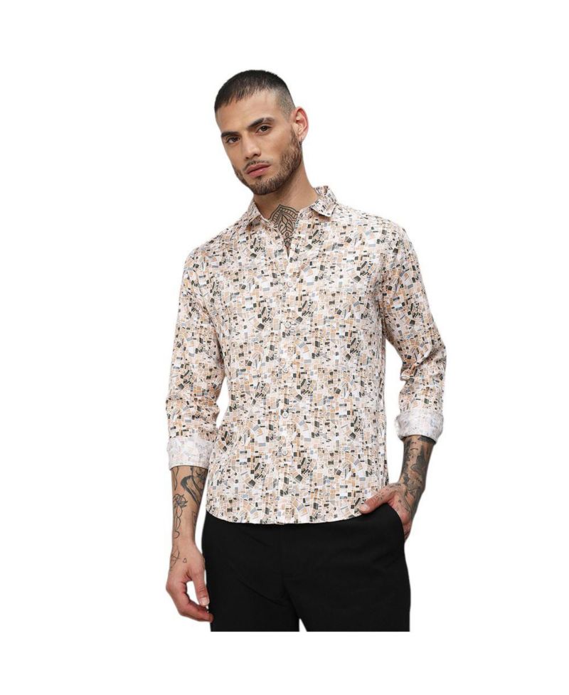 Men's Abstract Print Button Up Shirt