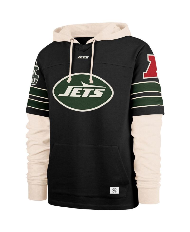 Men's Black New York Jets Split Zone Cornerback Duo Hoodie