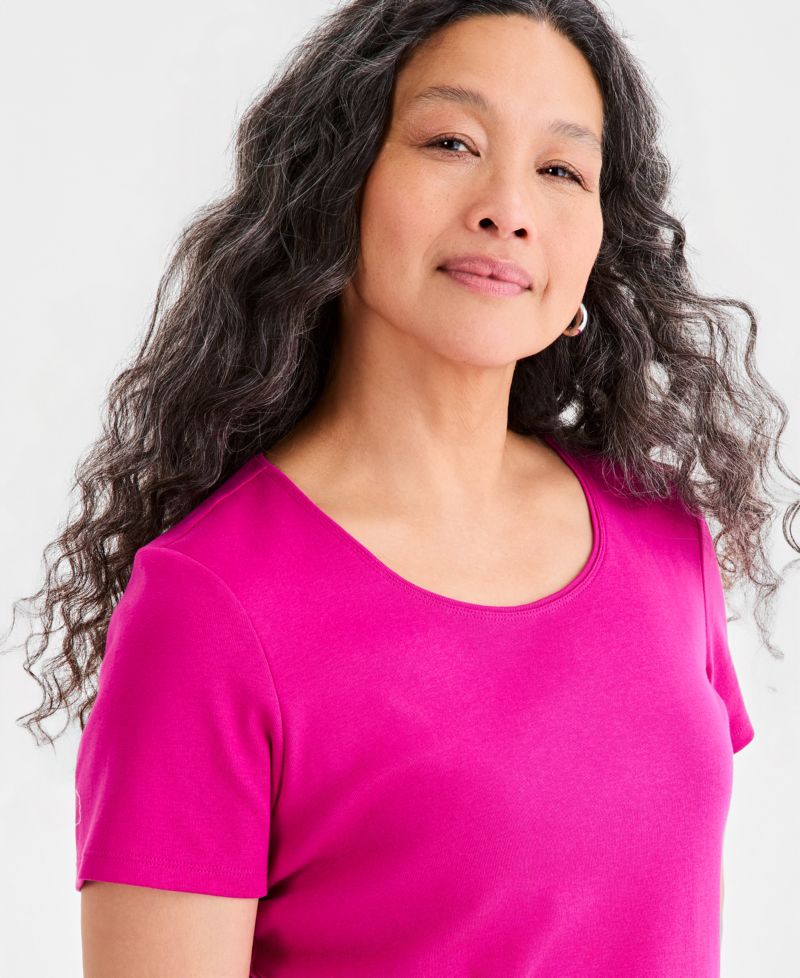 Petite Cotton Scoop-Neck Short-Sleeve Top