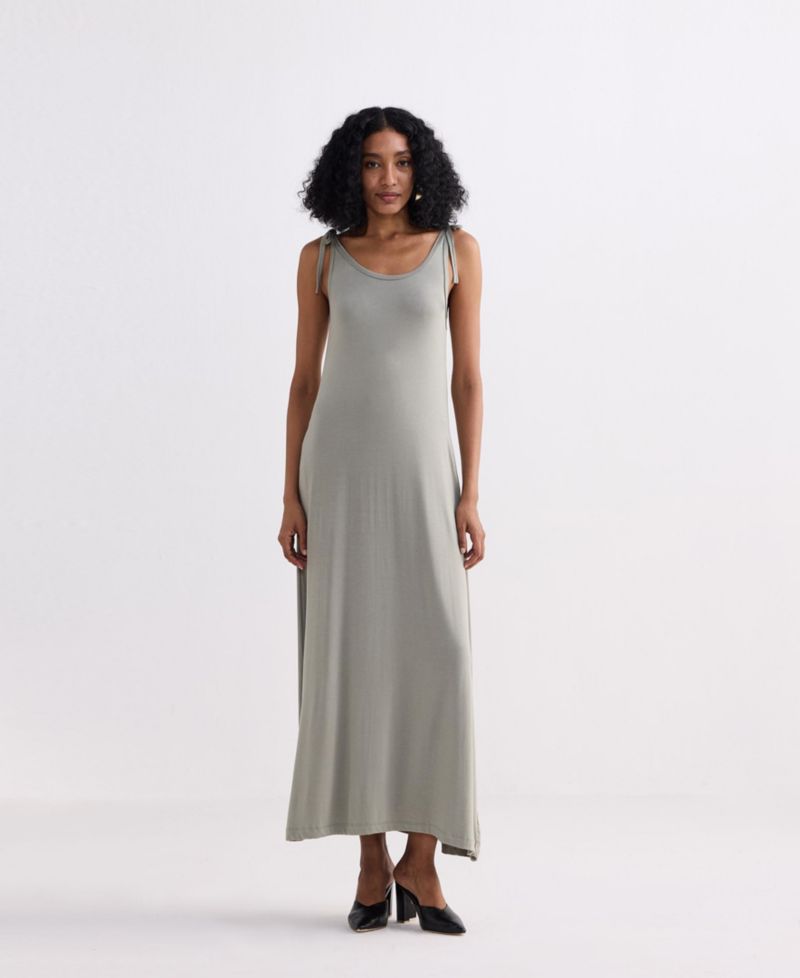Women's Maxi Dress with Shoulder Tie-Details