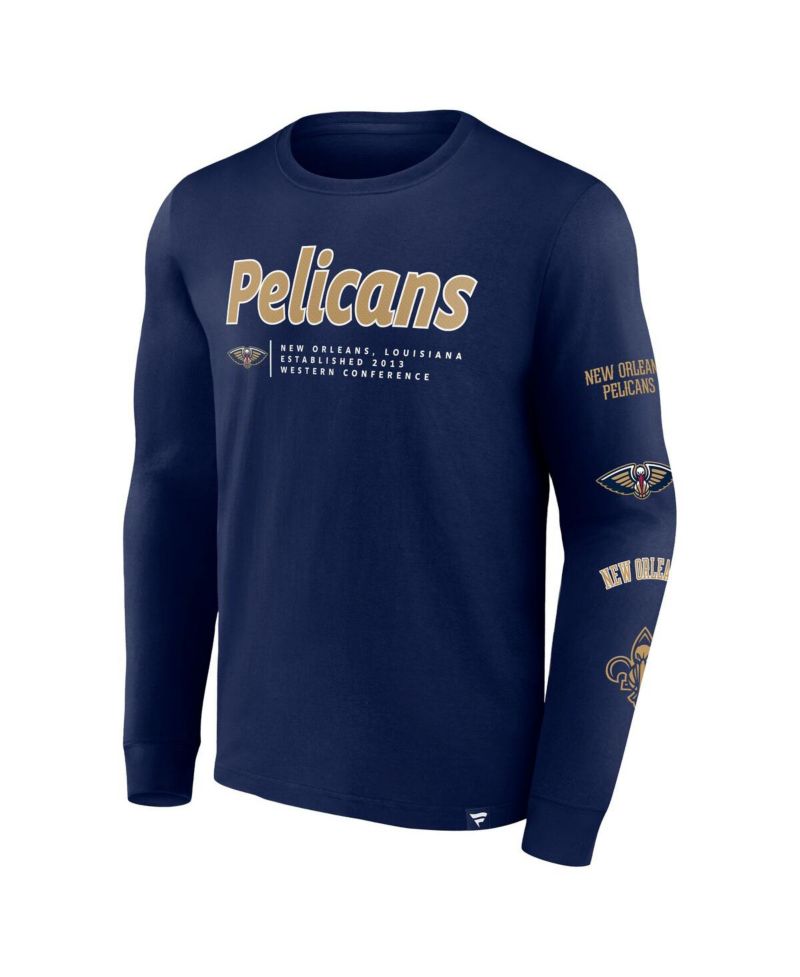 Branded Men's Navy New Orleans Pelicans Baseline Long Sleeve T-Shirt