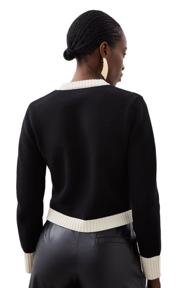 Women's Cotton Cropped Knit Boxy Cardigan