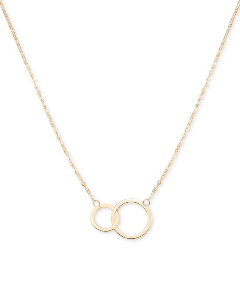 Interlocking Circle Pendant Necklace in 10k Gold, 16" + 2" extender