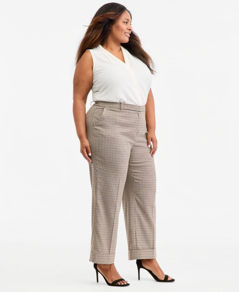 Plus Size Mid-Rise Cuffed-Hem Trousers