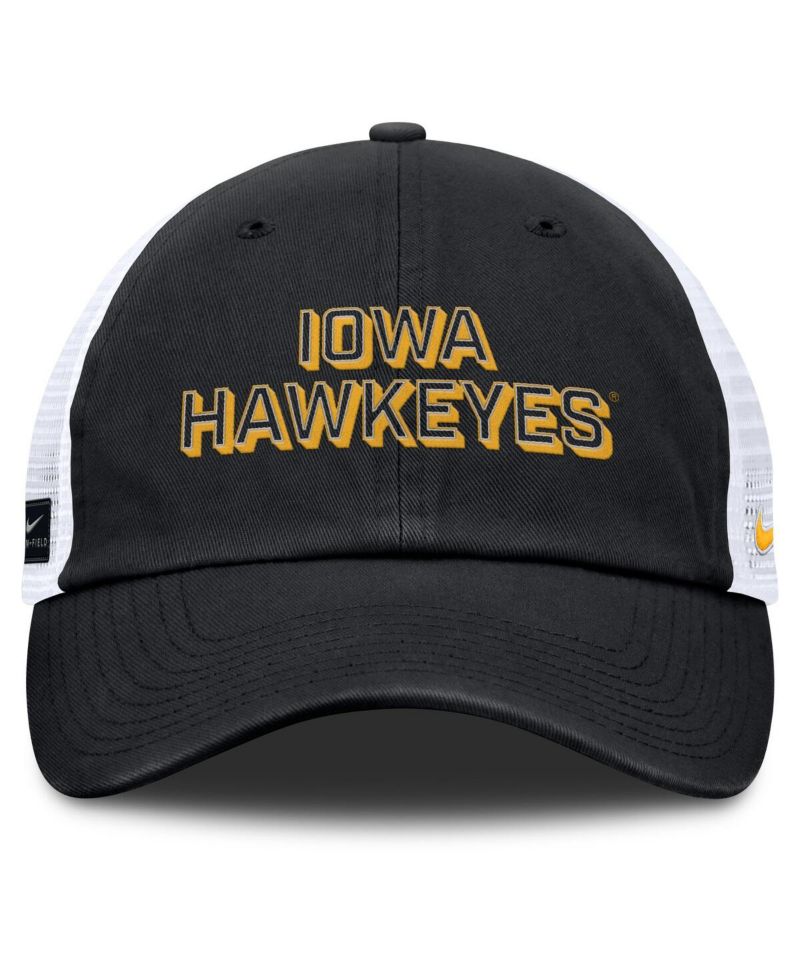 Men's Black Iowa Hawkeyes 2025 Gameday On-Field Club Adjustable Trucker Hat