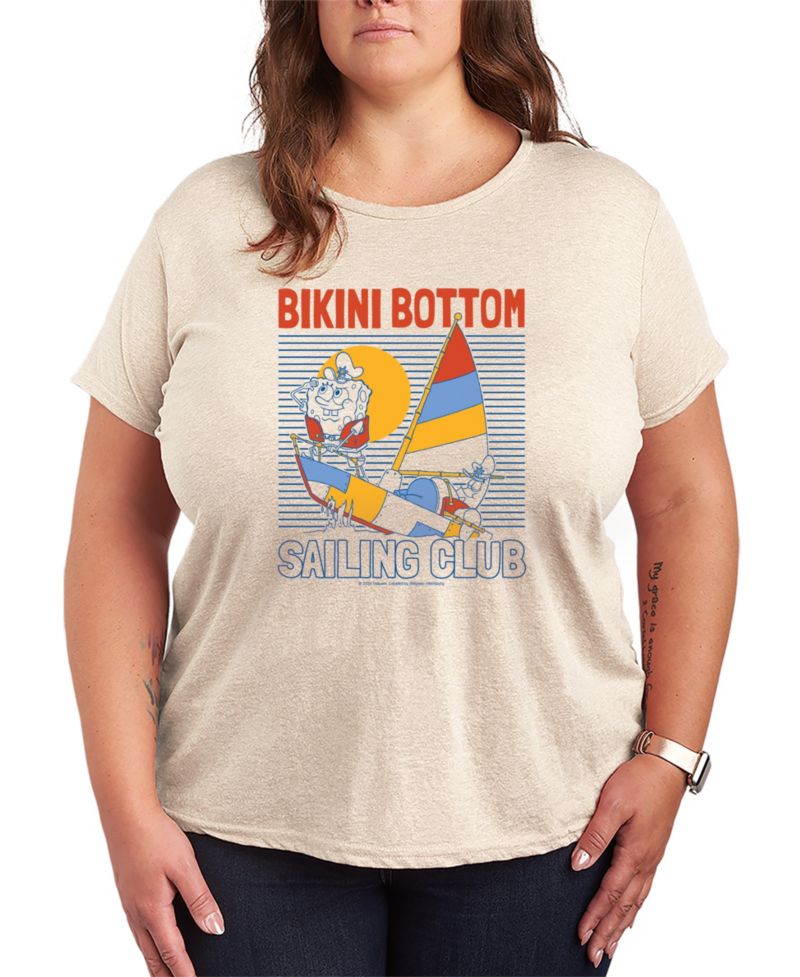 Plus Size SpongeBob Square Pants Bikini Bottom Sailing Club Short-Sleeve Graphic T-Shirt