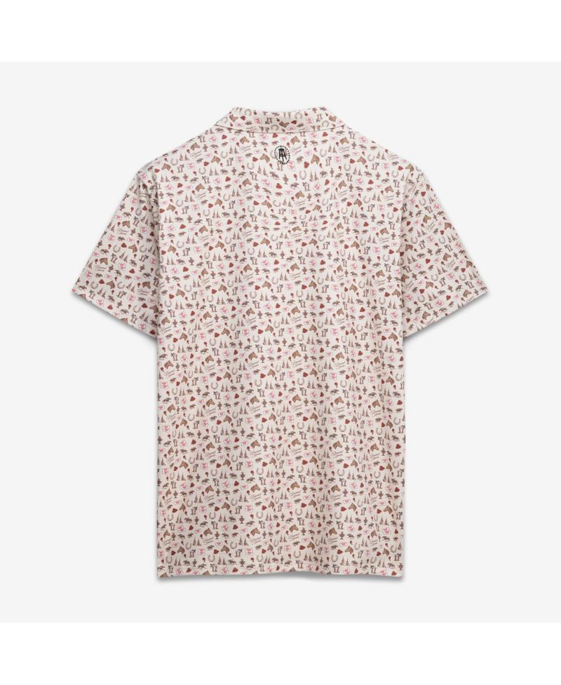 Men's Cream Kentucky Derby Roses Printed Polo Shirt