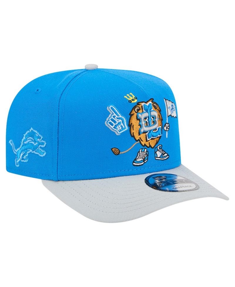 Men's Blue/Silver Detroit Lions Cartoon A-Frame 9FIFTY Snapback