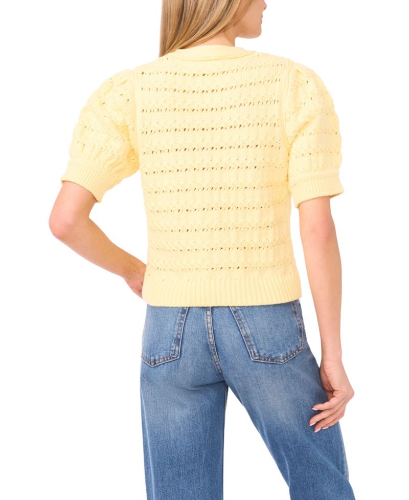 Women's Short-Sleeve V-Neck Cardigan Sweater