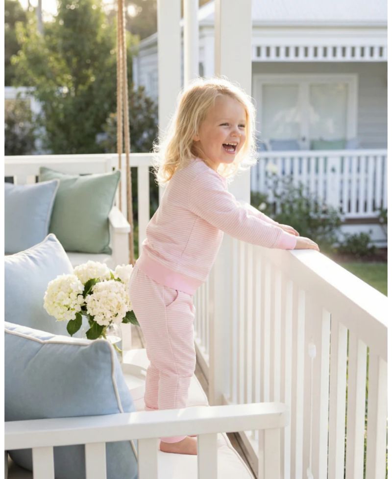Baby Girls Peony Stripe Lounger Bamboo Sweatsuit