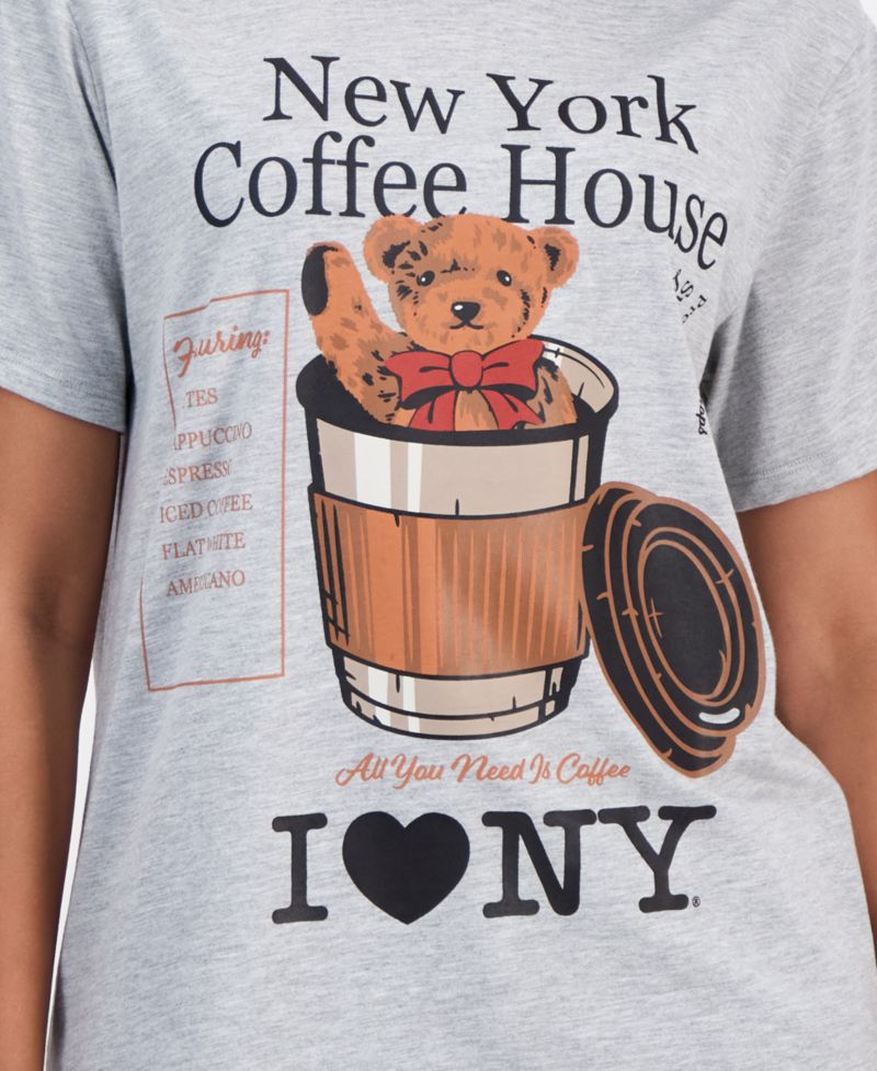 Juniors' Bear Coffee Graphic-Print T-Shirt