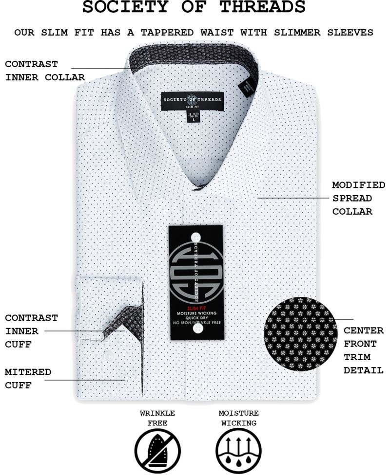Men's Slim-Fit Non-Iron Performance Print Dress Shirt