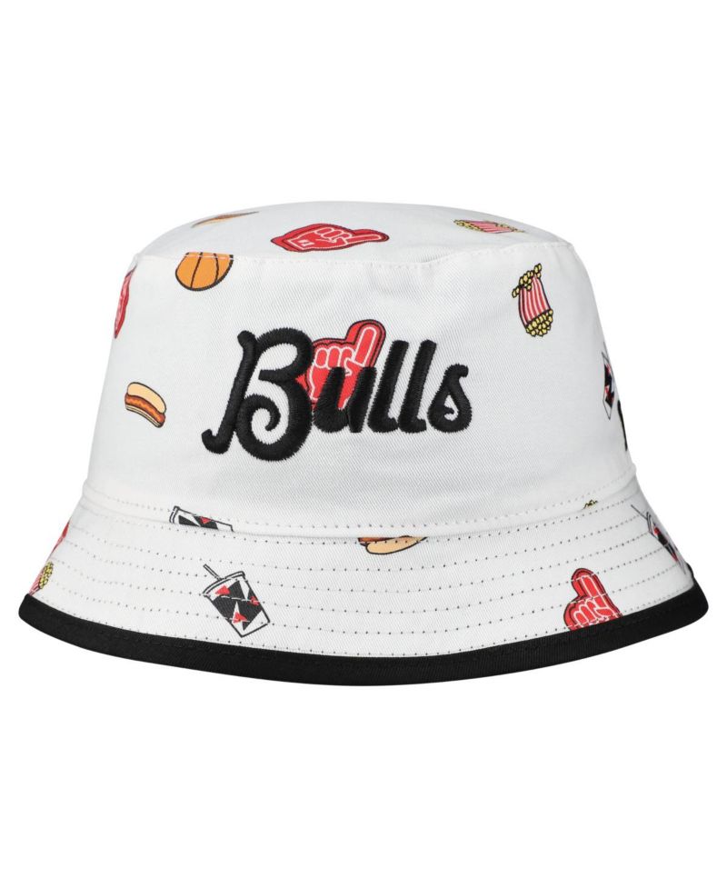 Men's White Chicago Bulls Team Cheer Reversible Bucket Hat