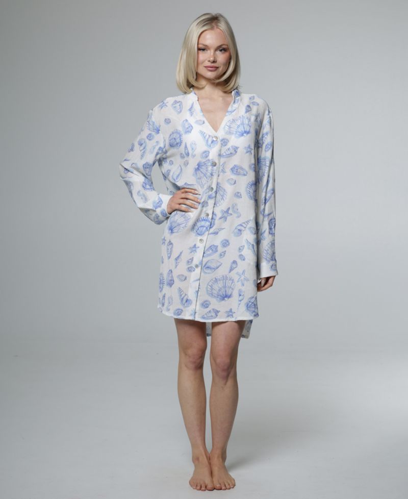 Women's Big Shirt Button-Front Long-Sleeve Swim Cover-Up