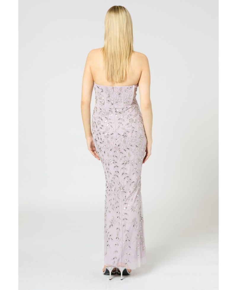 Women's Embellished Sequin Beaded Maxi Corset Dress