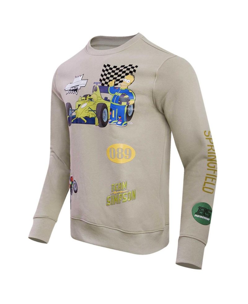 Men's and Women's Khaki The Simpsons Racing Simpsons Pullover Sweatshirt