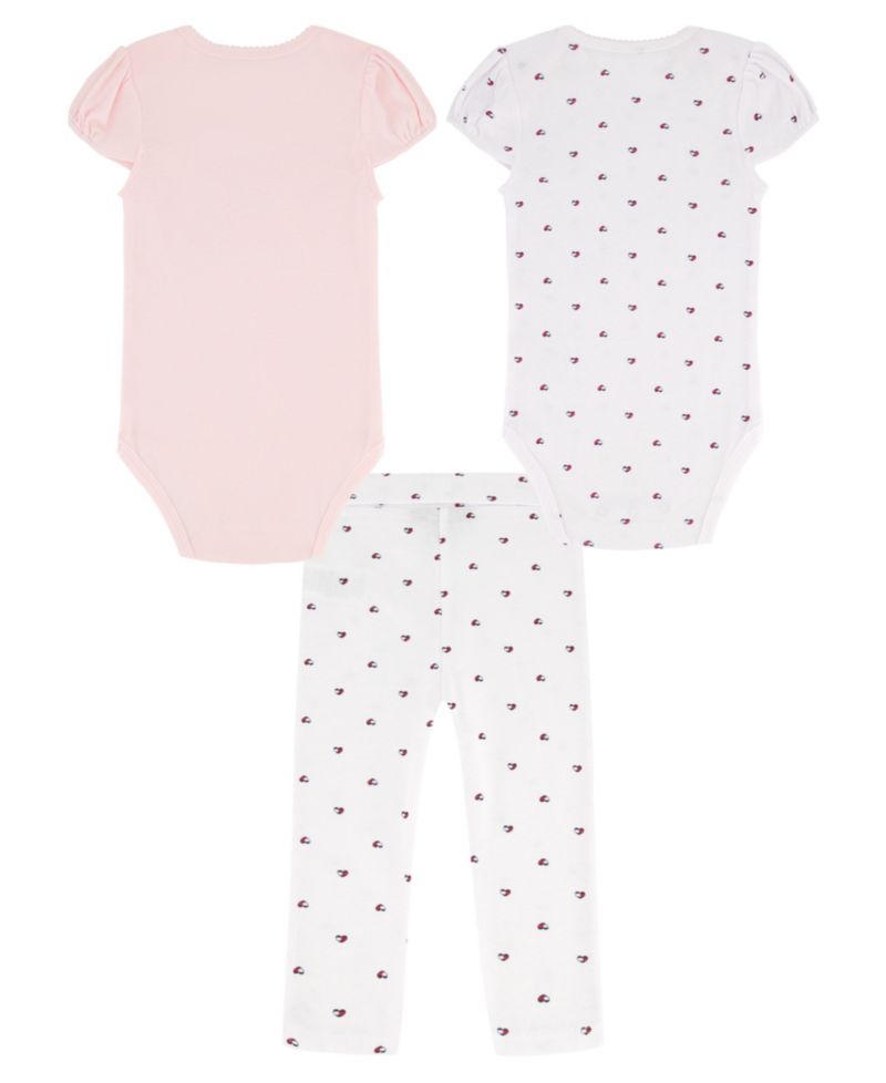 Baby Girls' Flag Heart Print Bodysuits and Leggings, 3-Piece Set