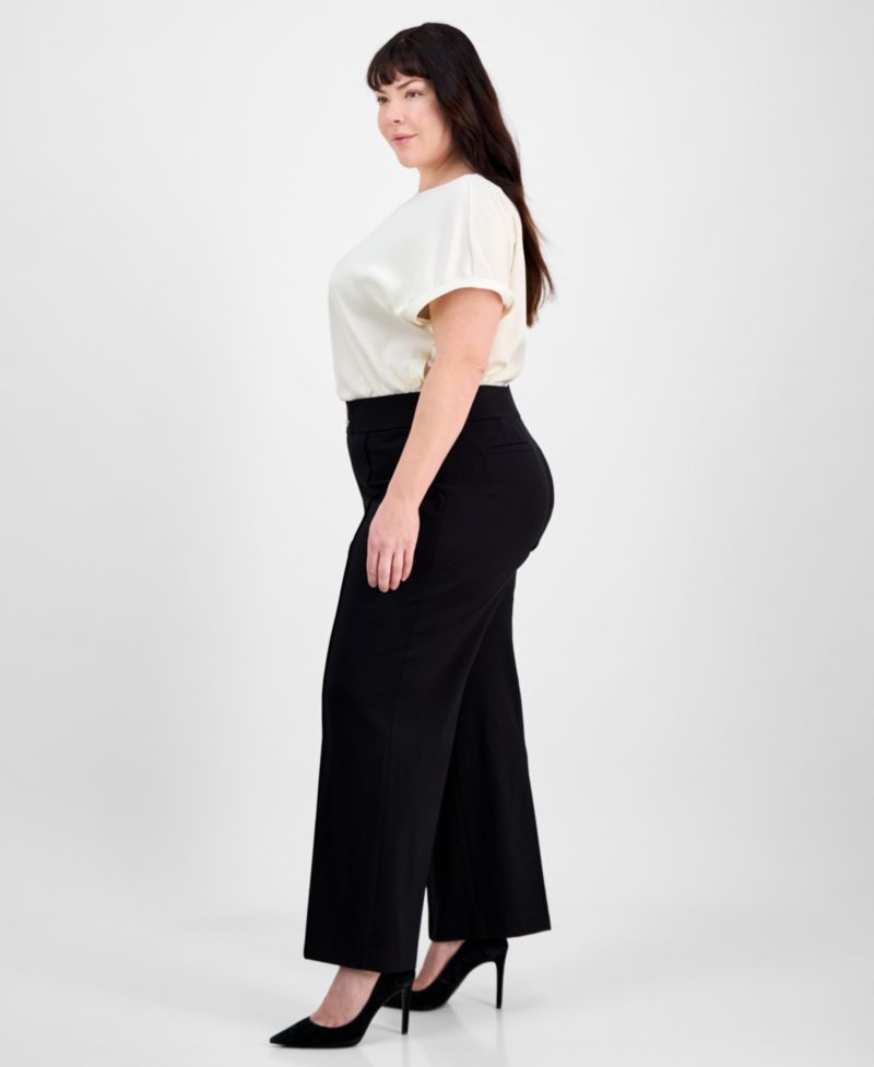 Plus Size Pintucked Pull-On Pants